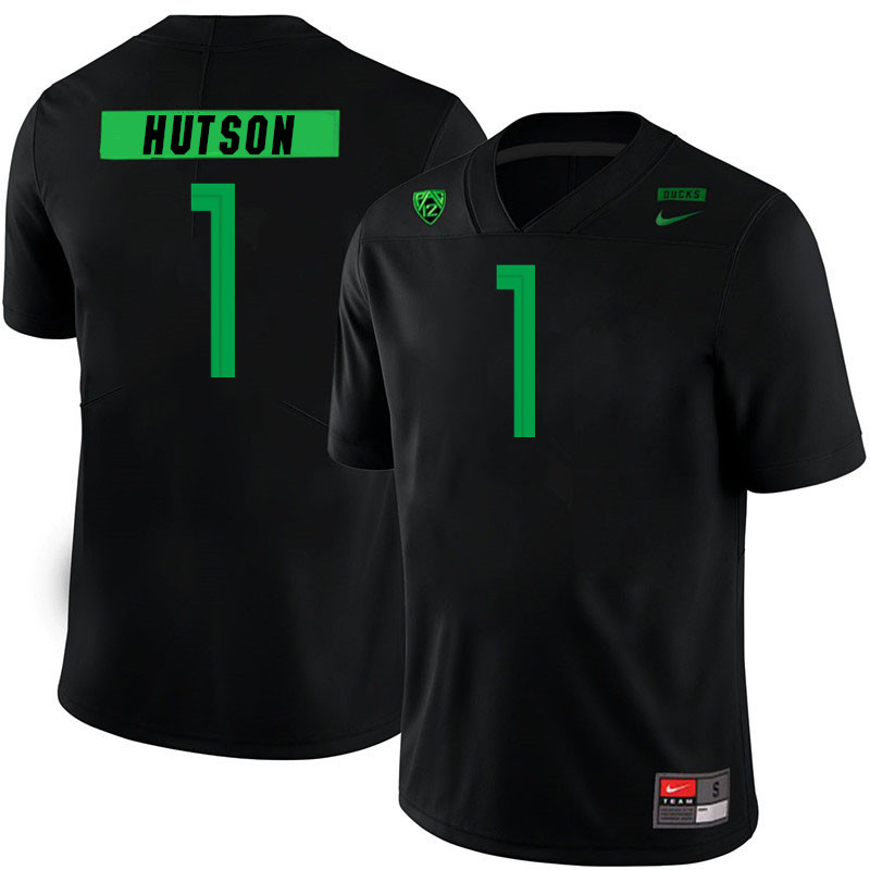 Men #1 Kris Hutson Oregon Ducks College Football Jerseys Stitched Sale-Black